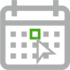 Symbol, das sowohl Rechner als auch Kalender sein kann, um die automatisierte Terminierung und Kalkulation darzustellen