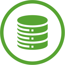 Symbol einer Datenbank, um die Datensammlung zur Verarbeitung der Geschäftsabläufe und Steigerung der Betriebseffizienz darzustellen