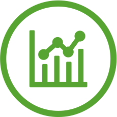 Symbol einer nach oben zielenden Statistikkurve, um die Erhöhung von Umsatz und Rentabilität darzustellen