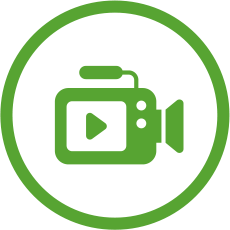 Symbol einer Videokamera, um die die Aufgabe, Probleme zu erkennen, damit sie behoben werden können darzustelen